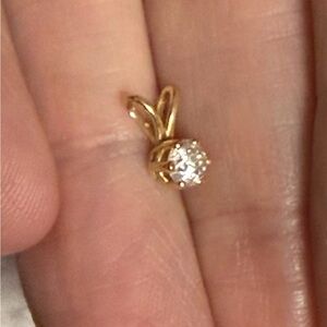 Vintage Solitaire .15 Diamond Pendant 14k Gold